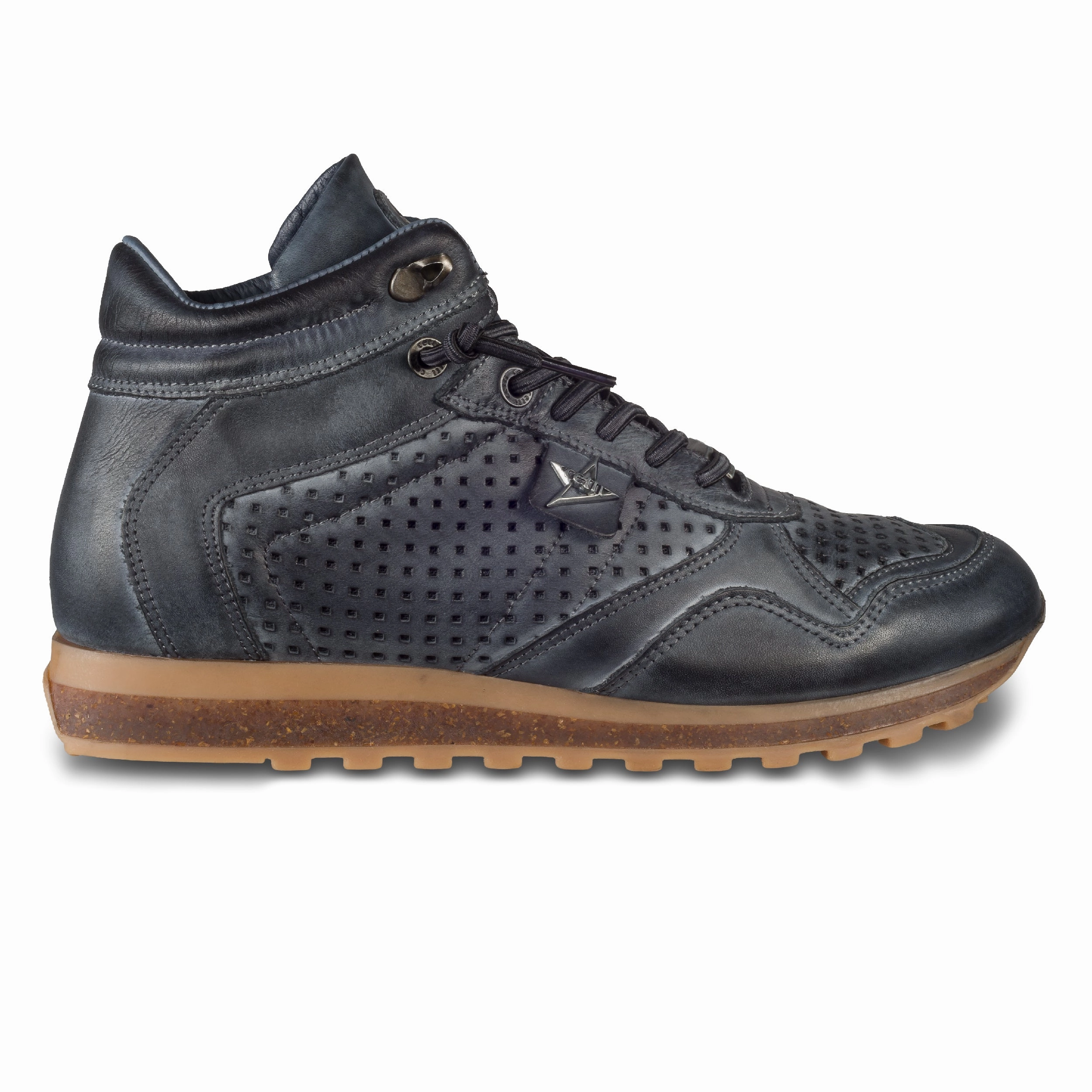 CETTI Sneaker-Stiefel Herren dunkelblau, Leder, C-1048 Herbst High-Top, perforiert (used tin antracita) Silberne Schuhe Sneaker