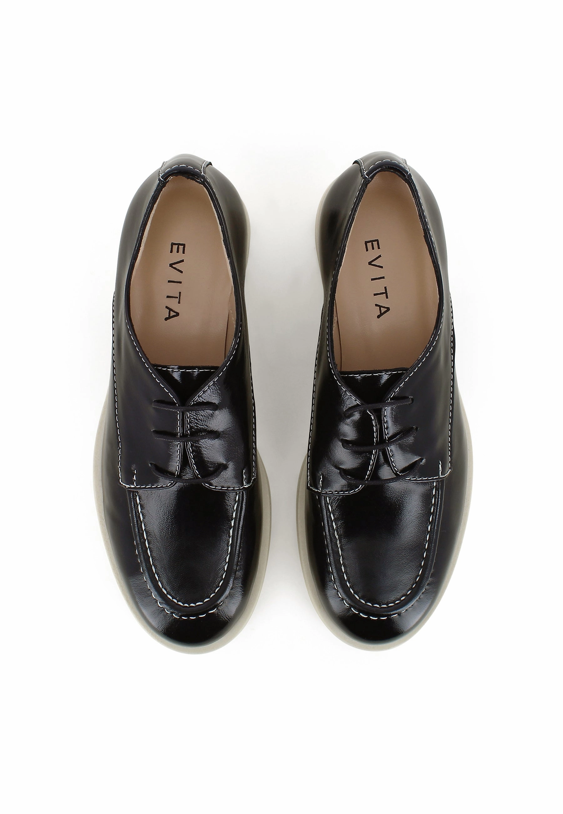 PAMELA Damen Schnrer  -  Knautschlackleder Schwarz Spreiz Senkfuß Laufschuhe