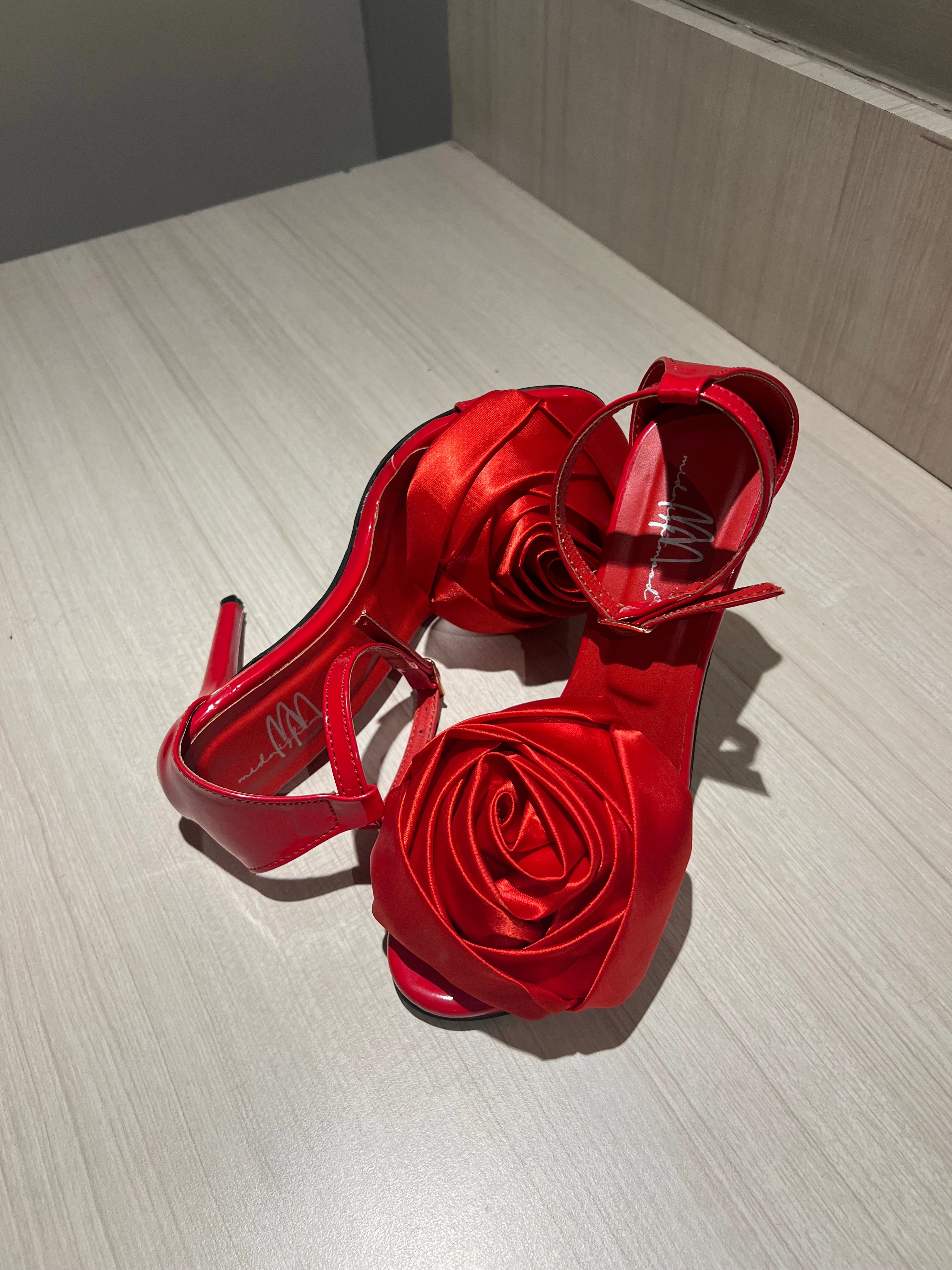 Commercial High Heels Patent High Heel With Satin Rose