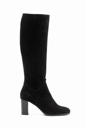 High Heels Reno Paula Knee High Boots in Black Suede