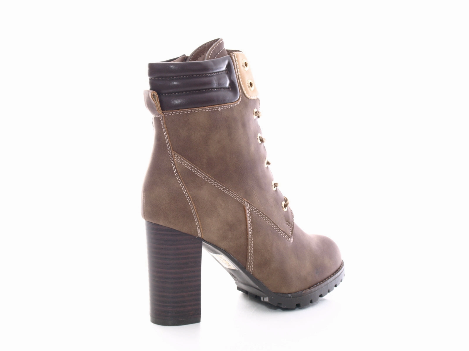 Damen Ankle Boots Stiefelette warm gefttert Khaki # 676 Fersenschutz Laufschuhe