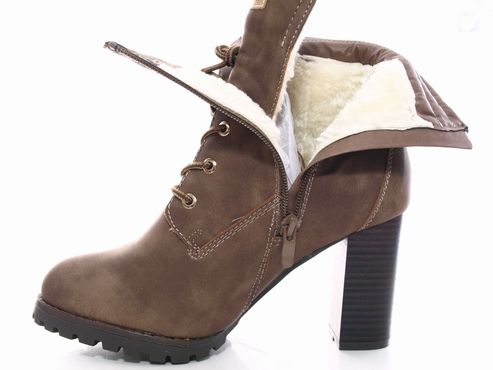 Damen Ankle Boots Stiefelette warm gefttert Khaki # 676 Barfußschuhe Vs Laufschuhe