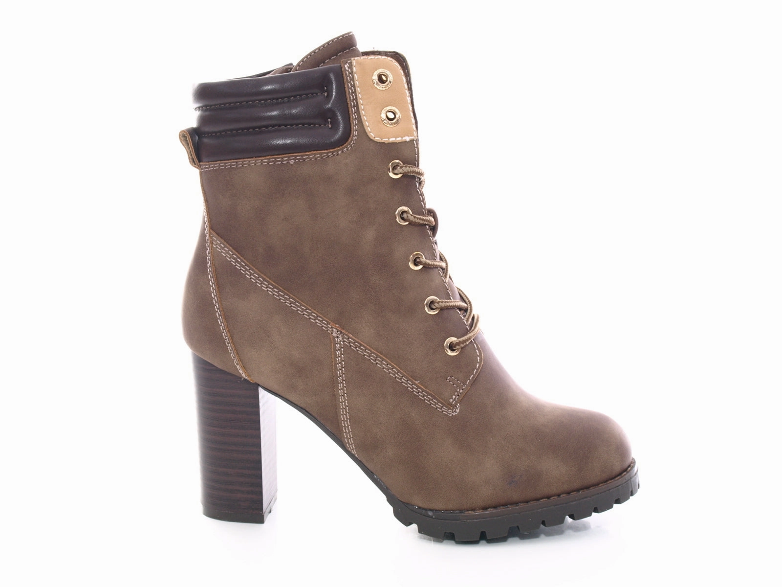 Laufschuhe Hohes Körpergewicht Damen Ankle Boots Stiefelette warm gefttert Khaki # 676