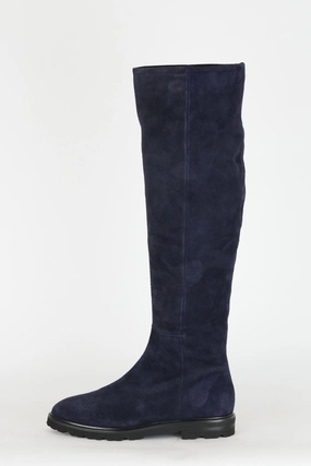 Hohe Stiefel Wildleder blau Stiefel Overknee Stiefel