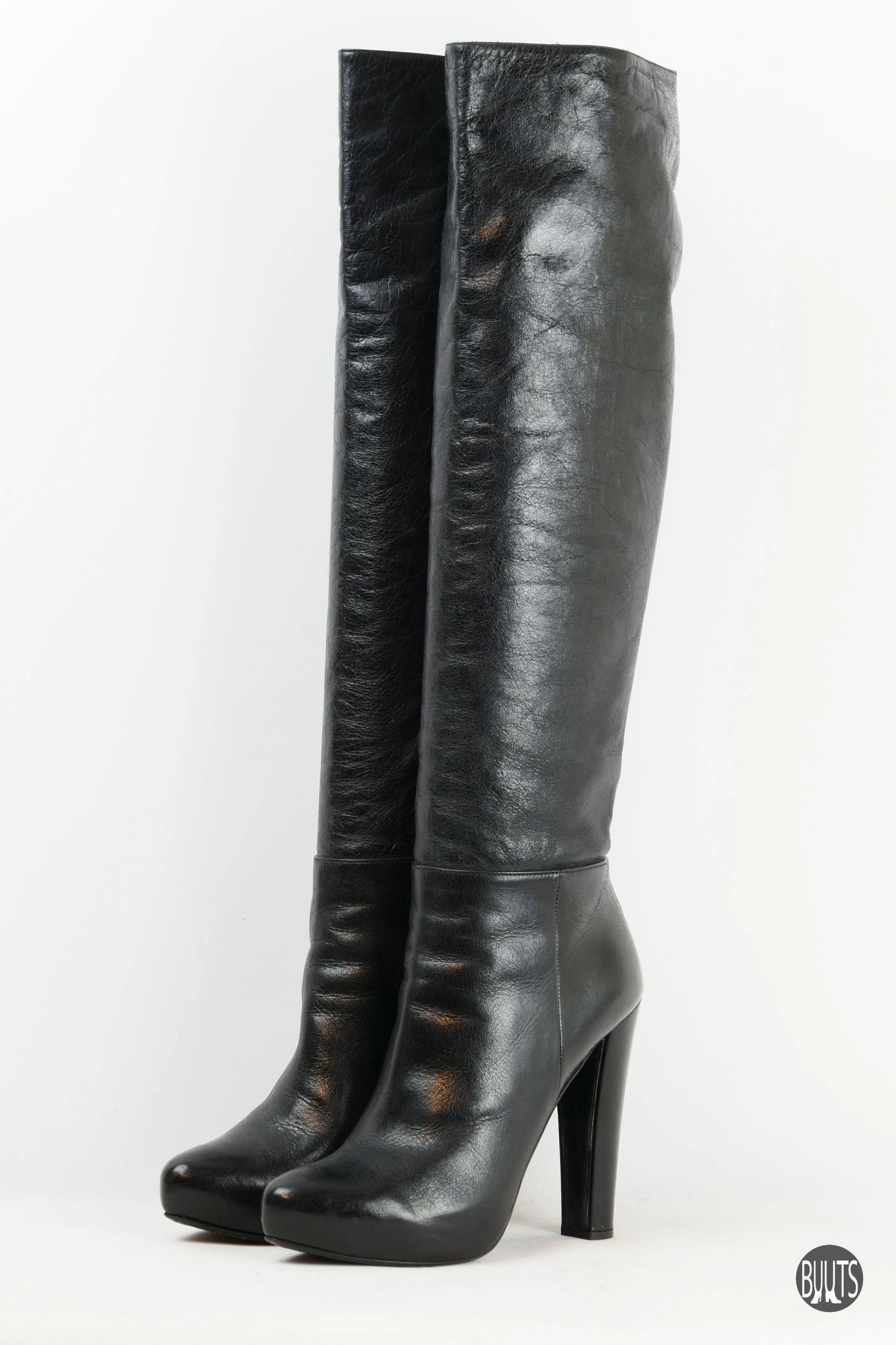 Stiefel Leder schwarz Schöne Hohe Stiefel