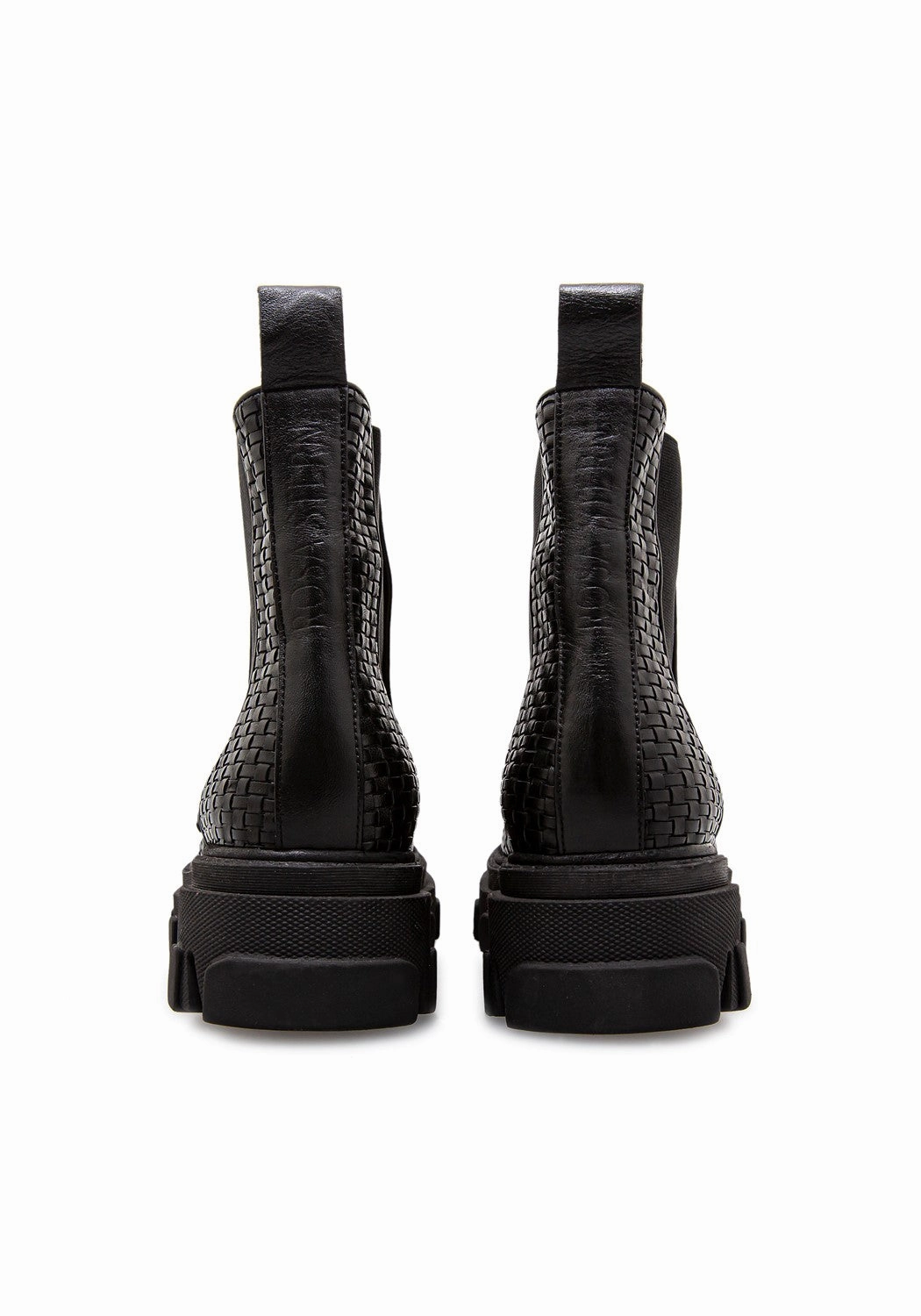 RSNola Short Chelsea Boot braided black Flat Ankle Boots Pointed Toe