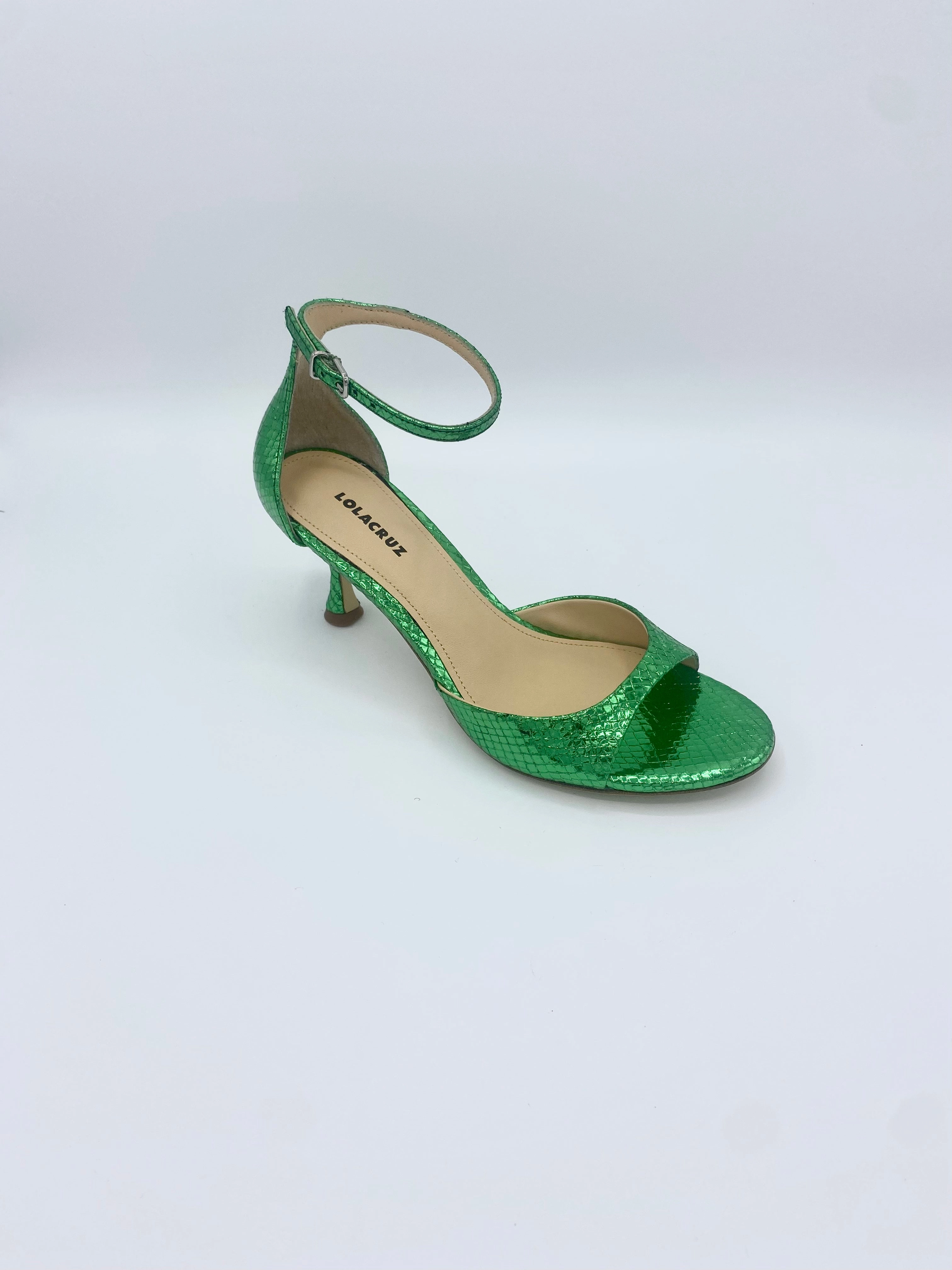 PETRINA METALLIC HEEL GREEN Blue Glitter High Heels