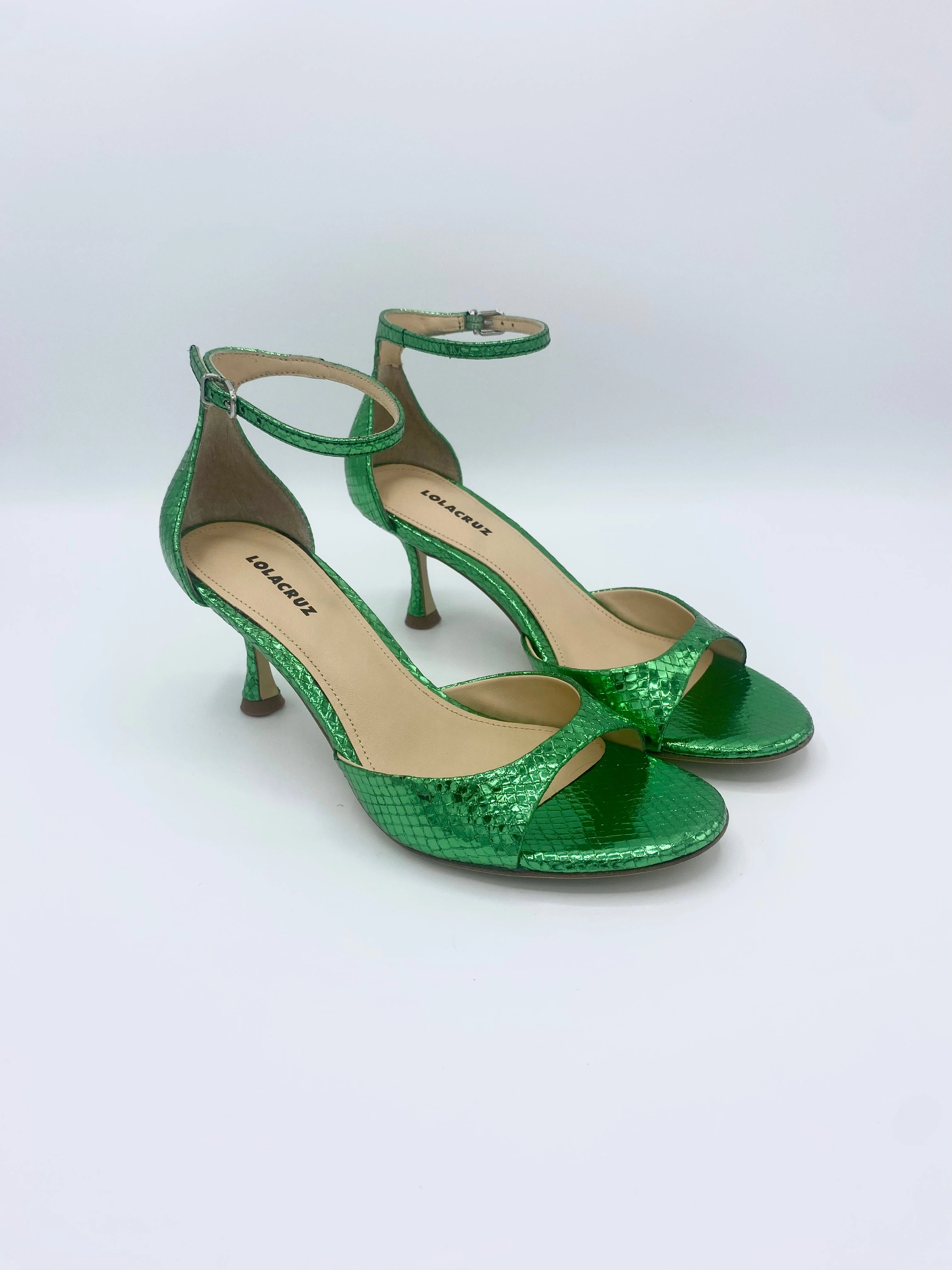 PETRINA METALLIC HEEL GREEN High Heels Crutches
