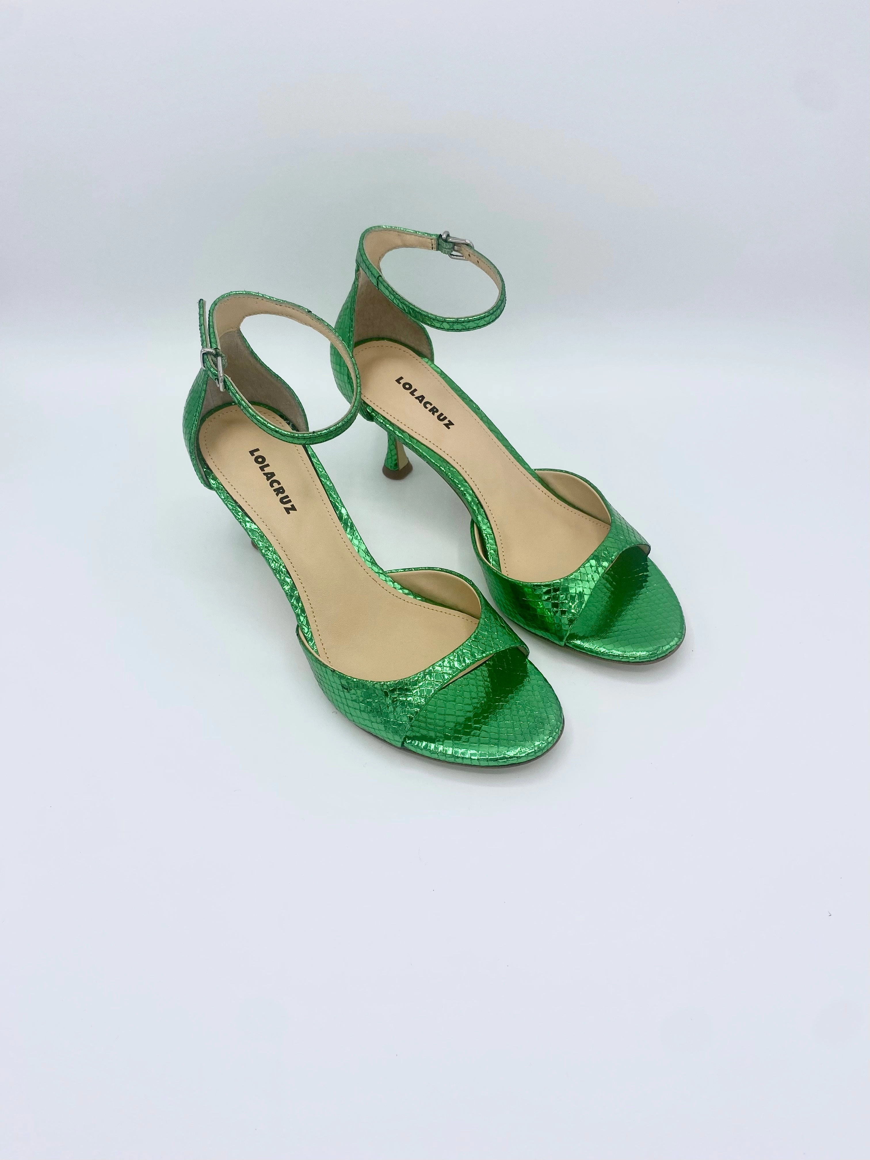 PETRINA METALLIC HEEL GREEN Shivani High Heels