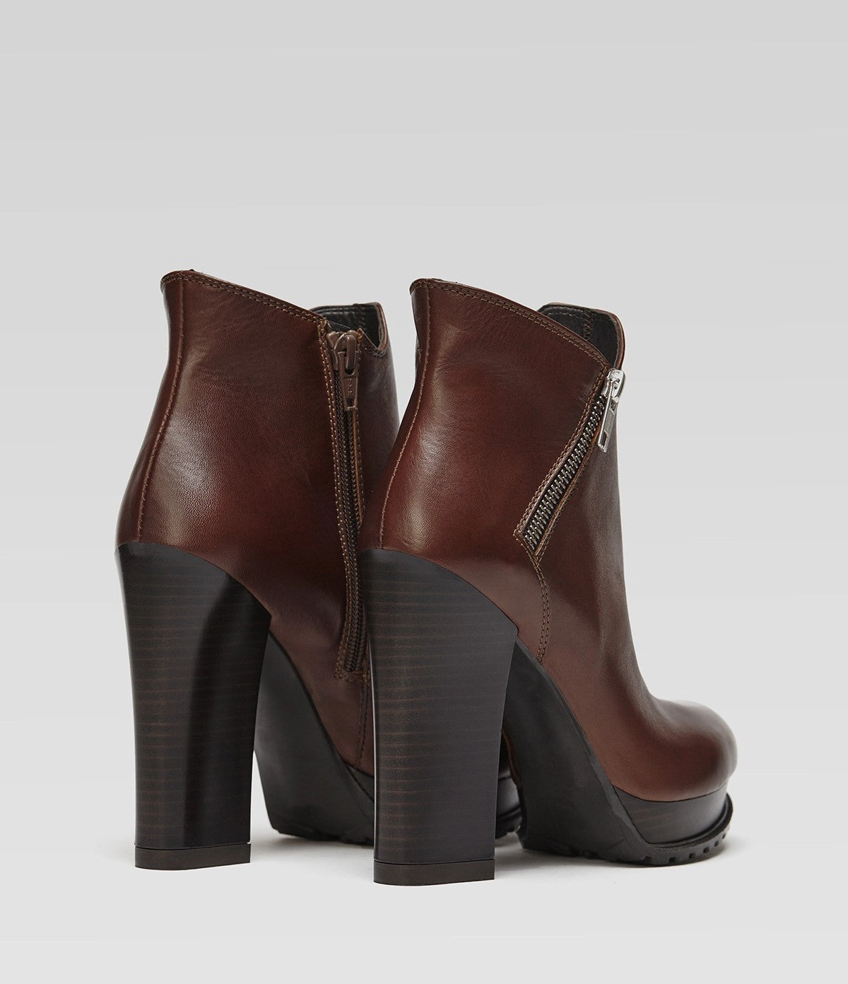 Ankle Boots Heel Chunky Plateau Stiefelette Emma braun