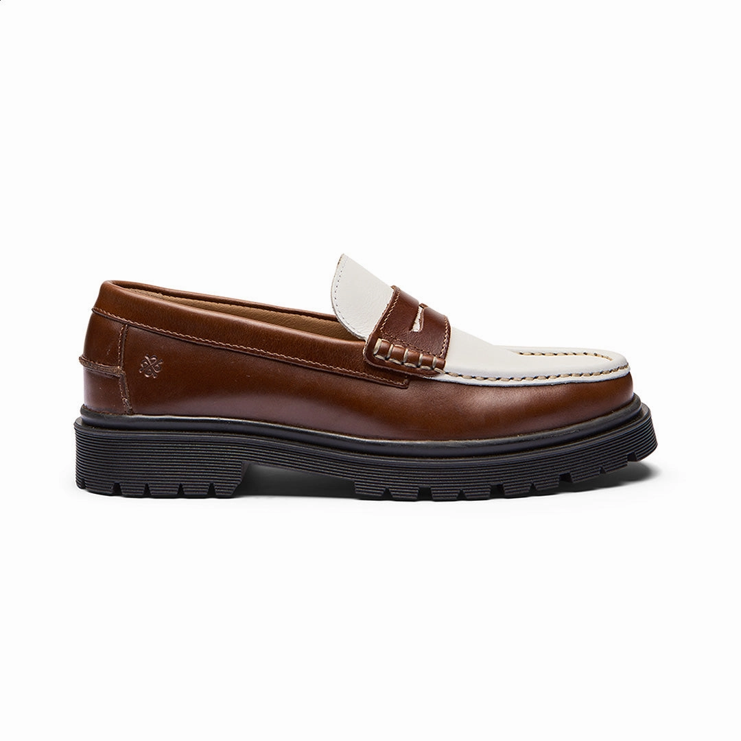 Playboy Leduc Lder Kombi Brandy/Hvid Loafer Loafers For Teens