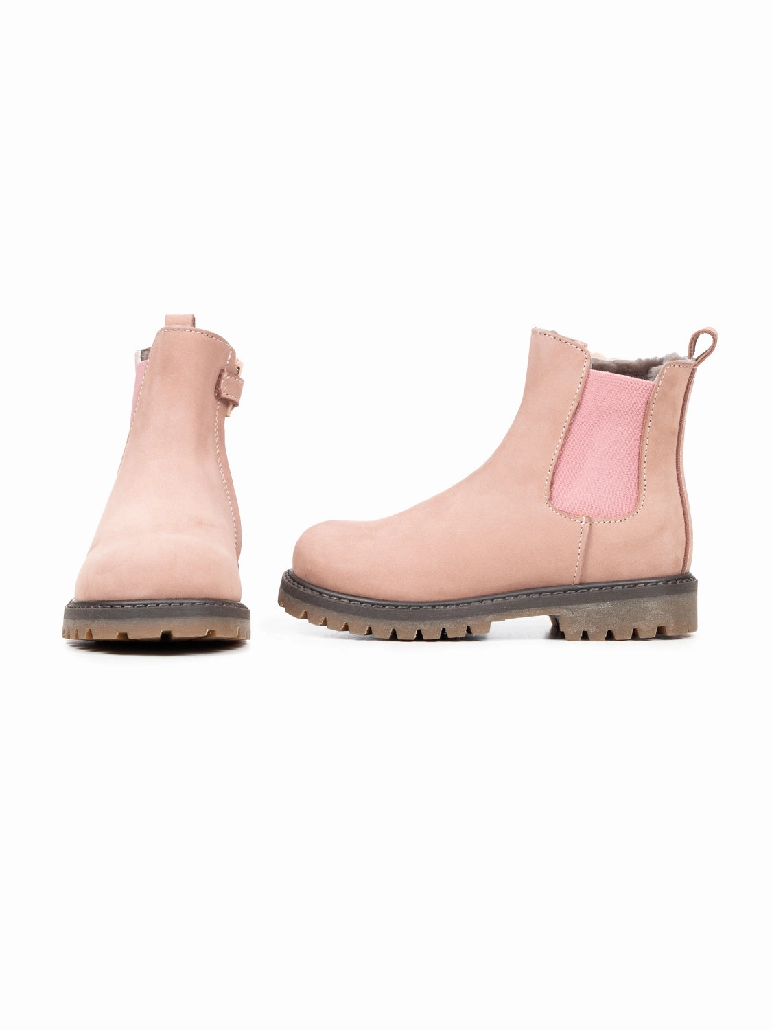 Polacco Beetols Montone Geftterte Leder-Stiefelette - Altrosa Winterstiefel Wide Fit