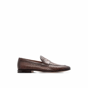 Shining Loafers AGADIR DK BROWN BRAIDED GOATSK IN GOATSKIN LEATHER SOLE
