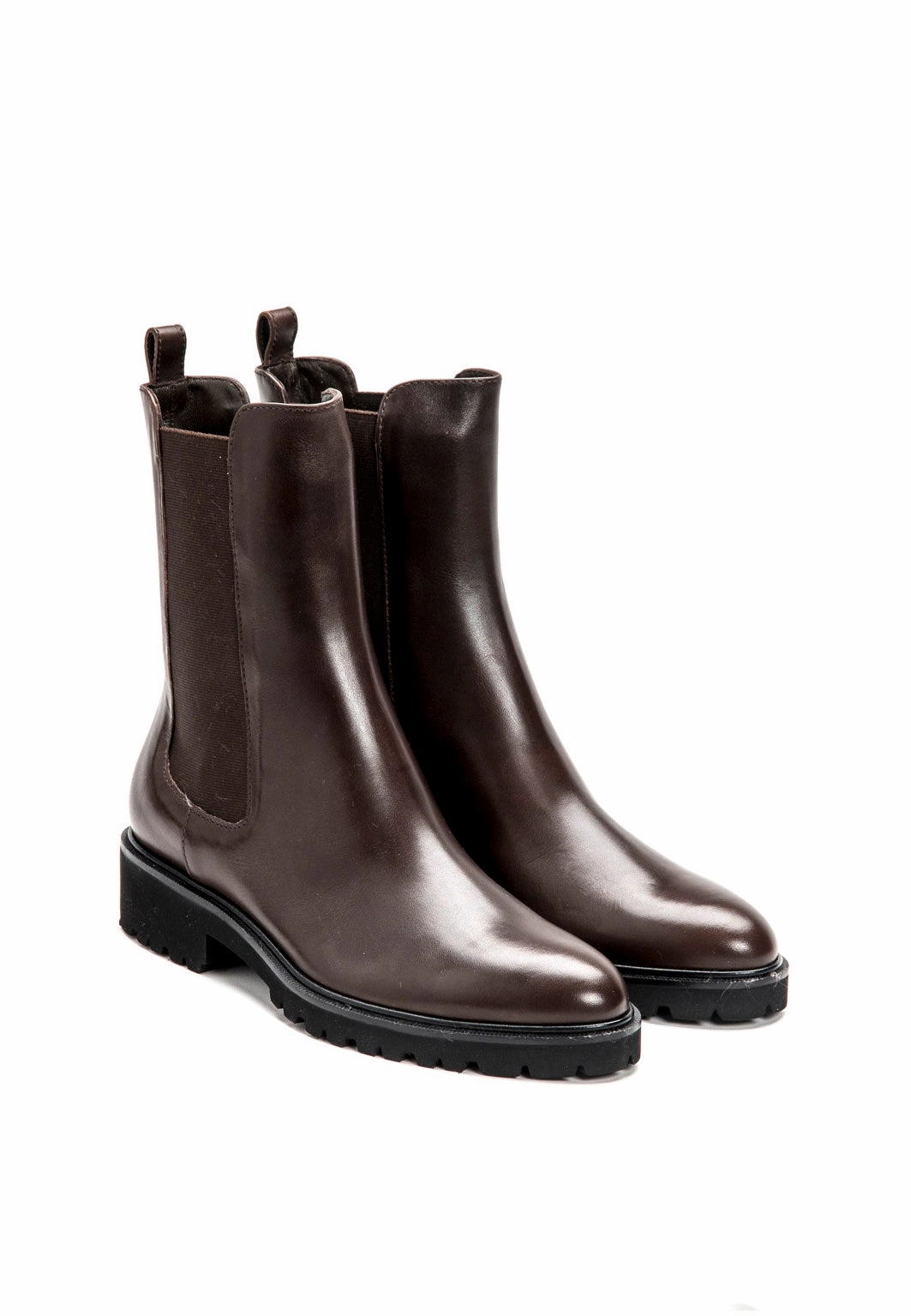 Ankle Boots Mit Schlitz Chelsea Boots mit Profilsohle in Braun