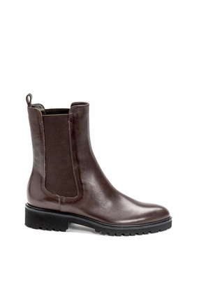 Flat Pointed Toe Ankle Boots Chelsea Boots mit Profilsohle in Braun