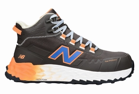 Sicherheitsschuhe S5 New Balance Cremorne Mid, S3 Sicherheitsstiefel ESD HRO FO, chocolate / orange, Weite 2E, EN ISO 20345