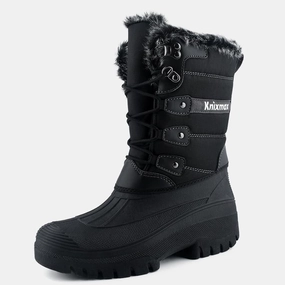 Rolling Soft Stiefel Knixmax Damen Schneestiefel Schwarz Wasserdichte Sohle Pelzgeftterte Winterstiefel (Upgrade-Version)