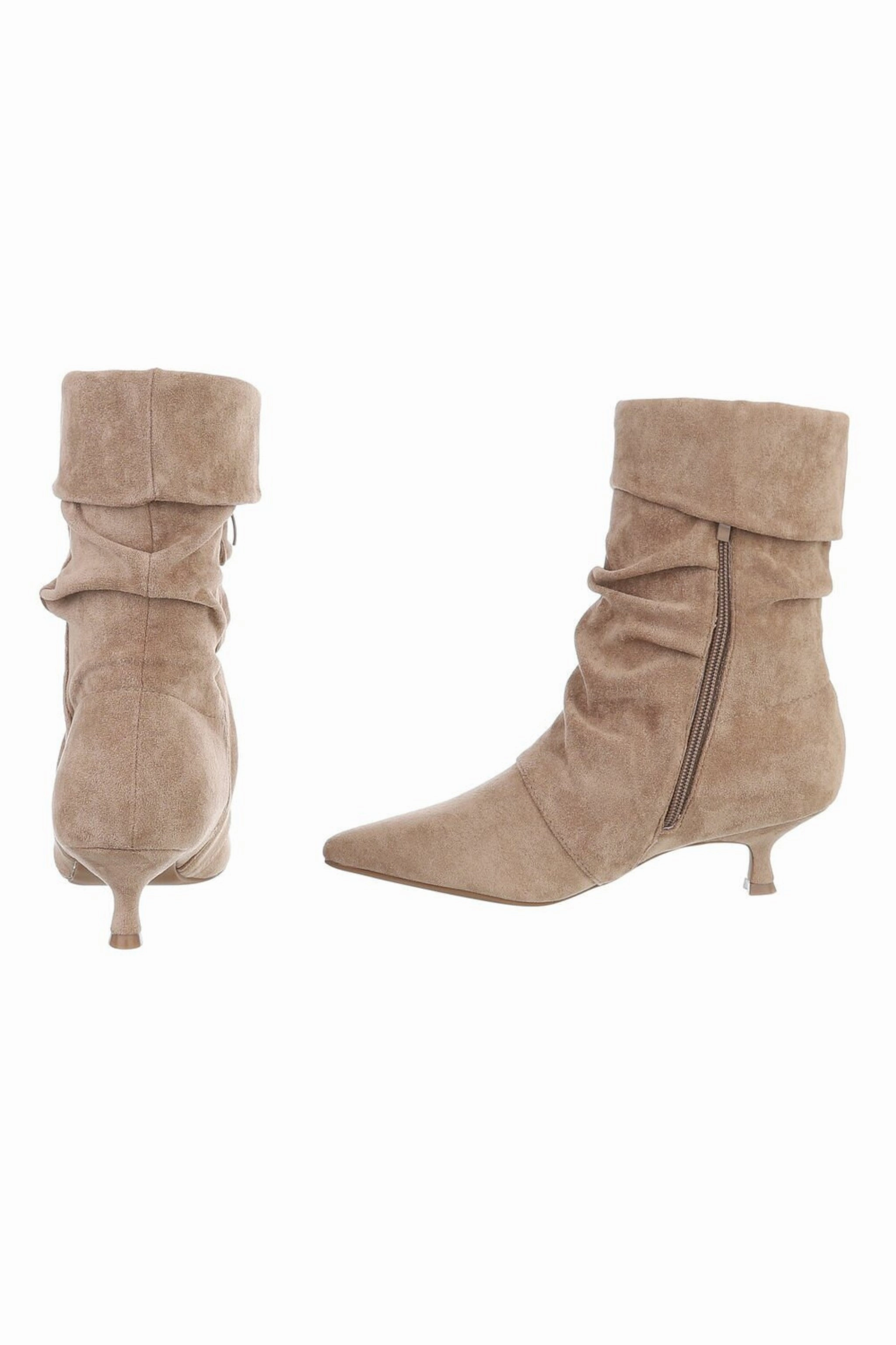 Schwedische Armee Stiefel Spitze Stiefelette in Wildlederoptik, beige