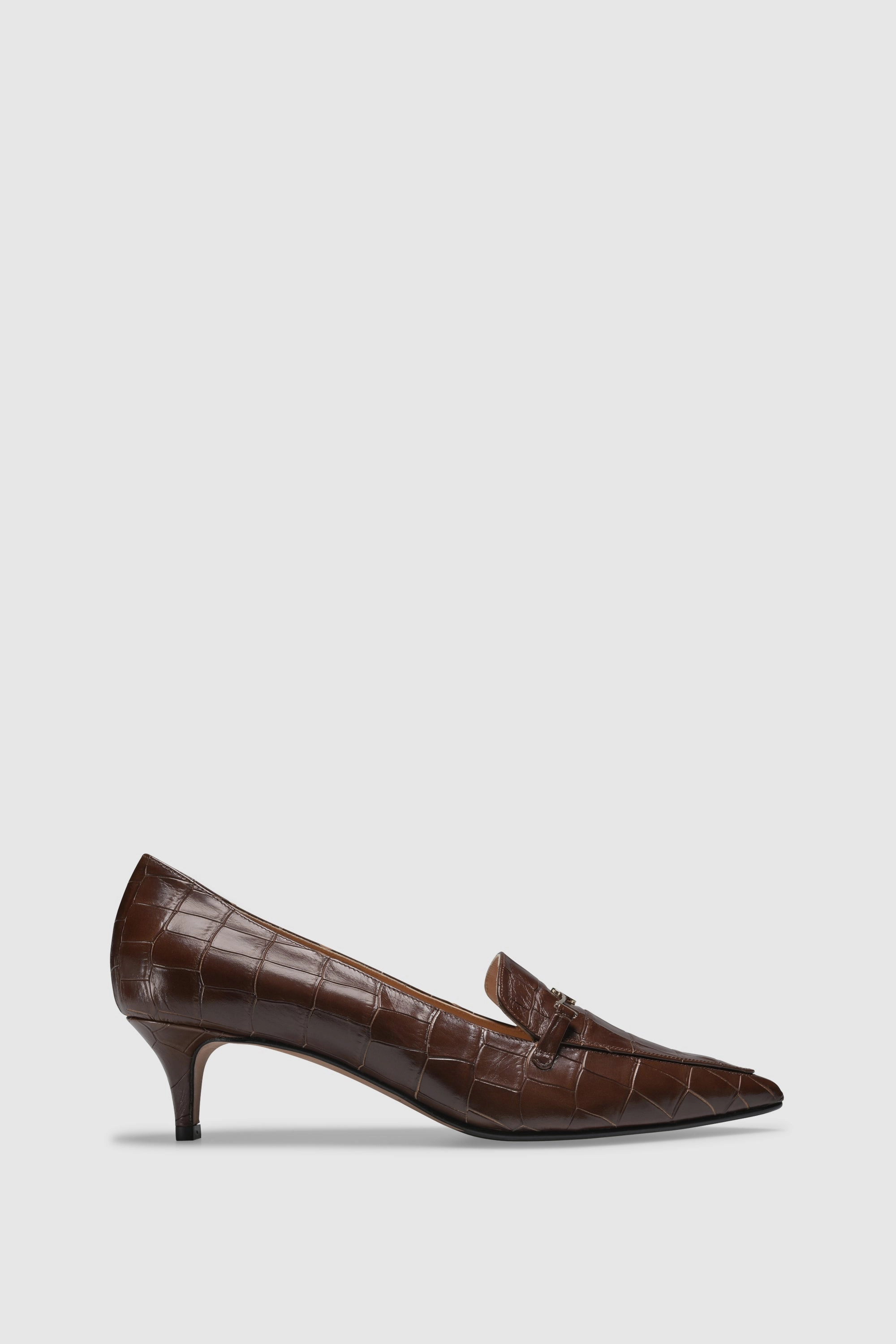 Chunky High Heel Loafers Pump 9480 Cocco Stampato Chocolate