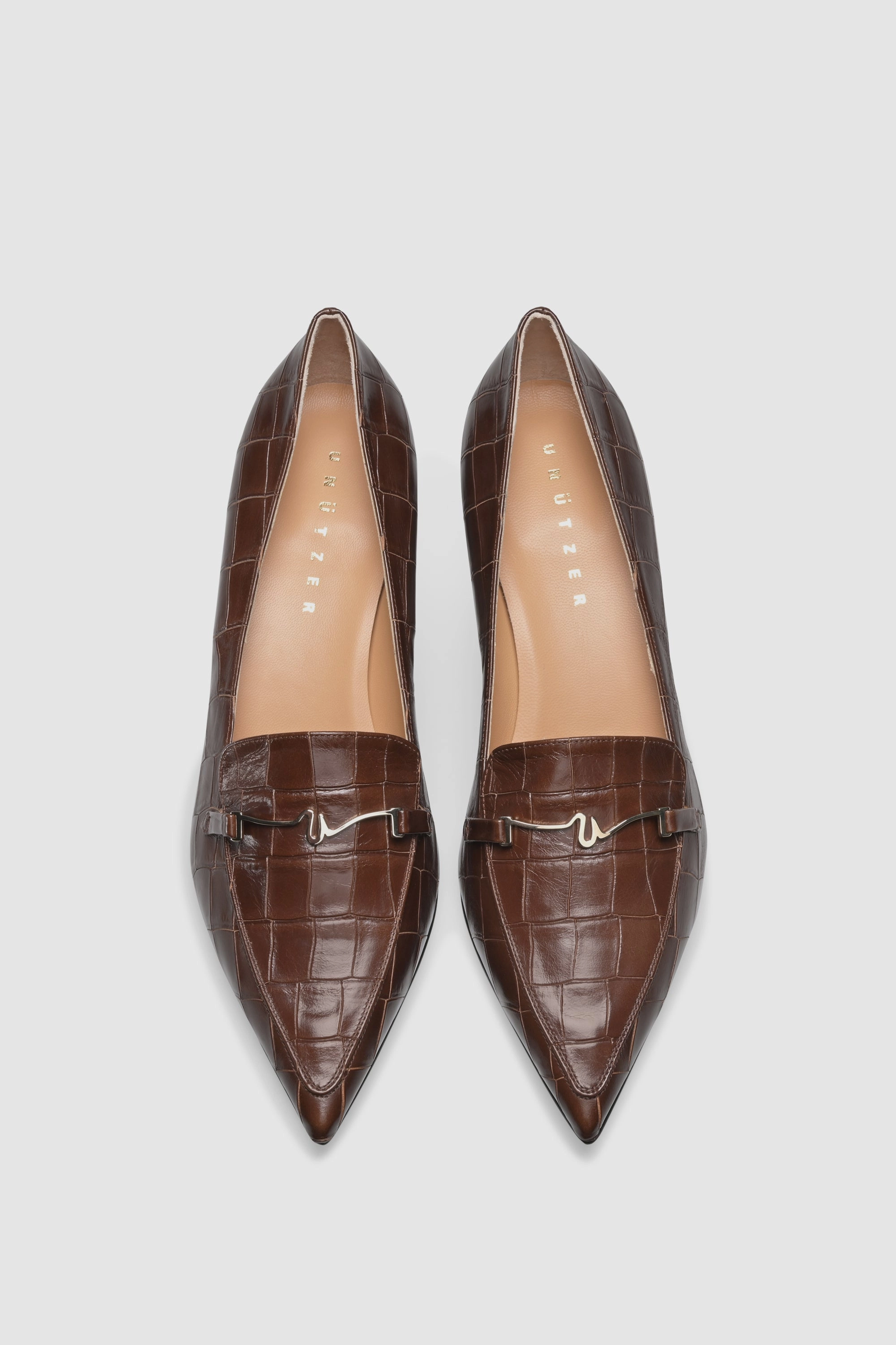 Vibram Sole Loafers Pump 9480 Cocco Stampato Chocolate