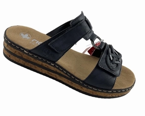 Sandalen Flip Flops Rieker Damen  Pantoletten 62936-14 Klettverschlu Pazifikblau