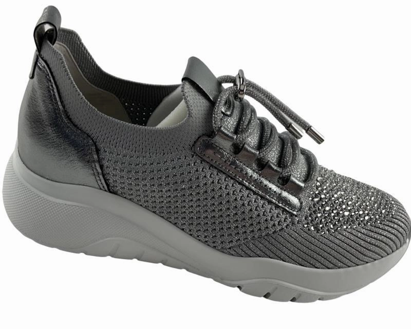 The Sneaker Store New Hartford Gabor Fashion  Damen  Sneaker 63.455.49 Stretch/Shine Met Grau  (Glitter)