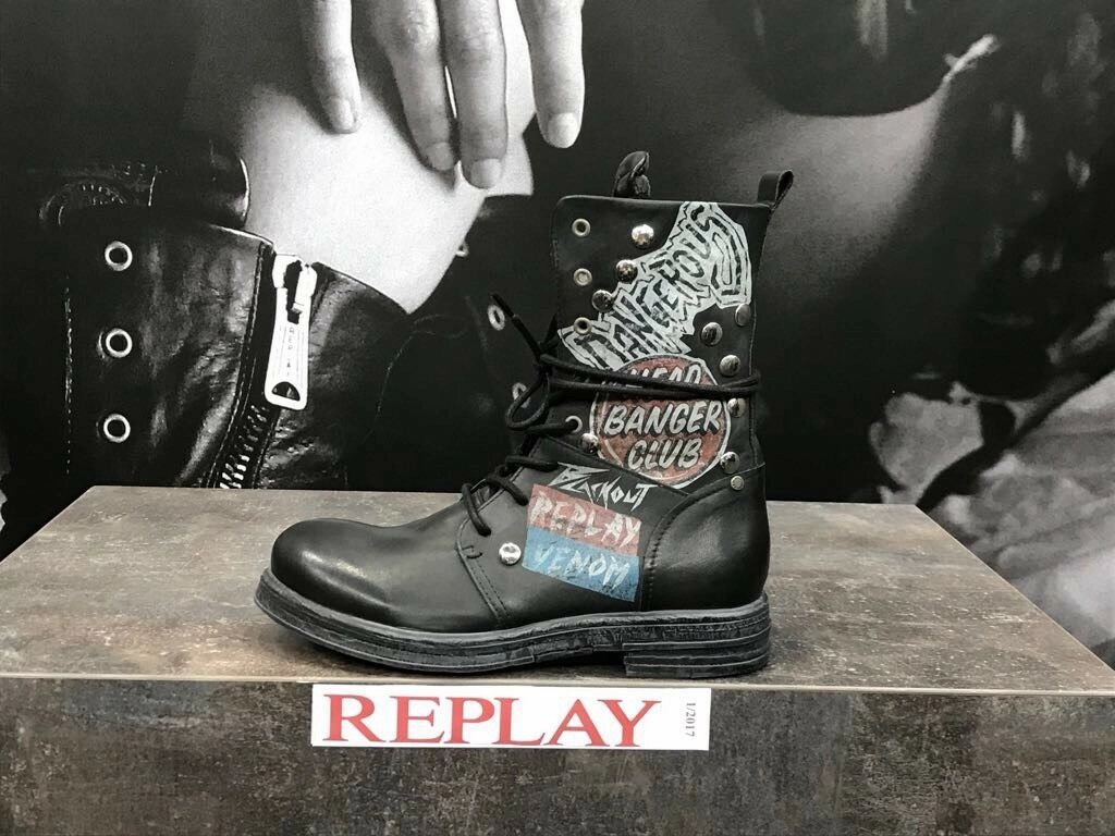 Replay Damenschuhe Schuhe Stiefel Stiefelette Boots Leder Amory Head Banger Club Walter Bauer Stiefel