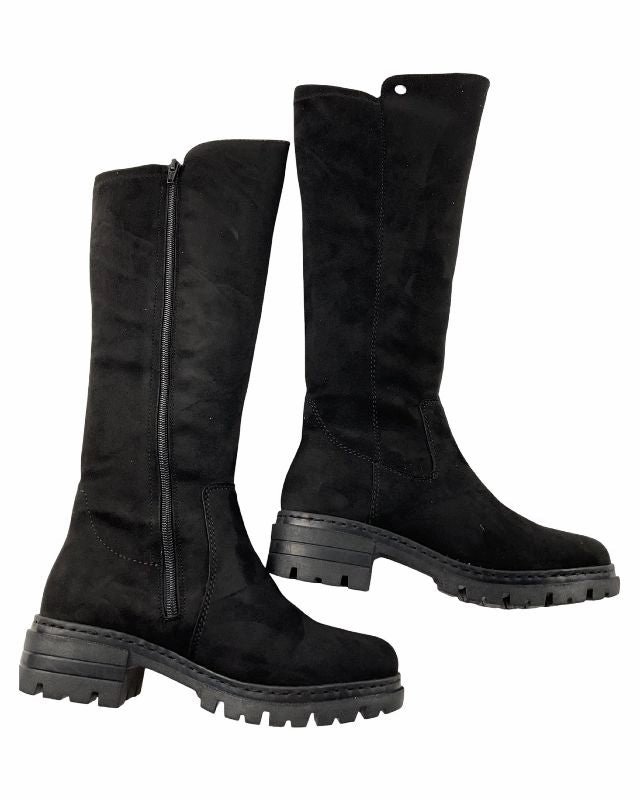 Rieker Damen Hochschaftstiefel 76890-00 Schwarz Graue Kombinieren