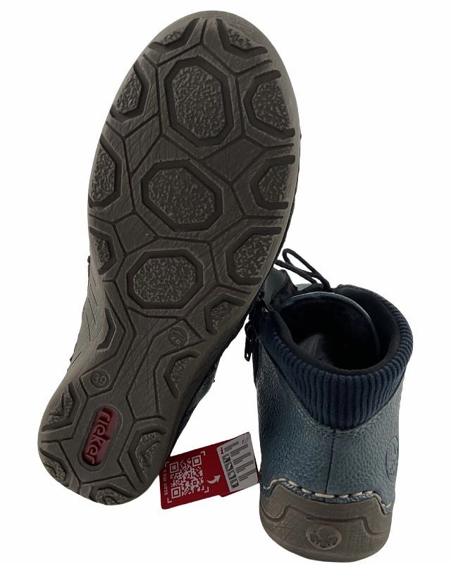 Affenzahn Stiefel Rieker Damen Kurzstiefel  52544-14 Blau Schnrung Reiverschluss