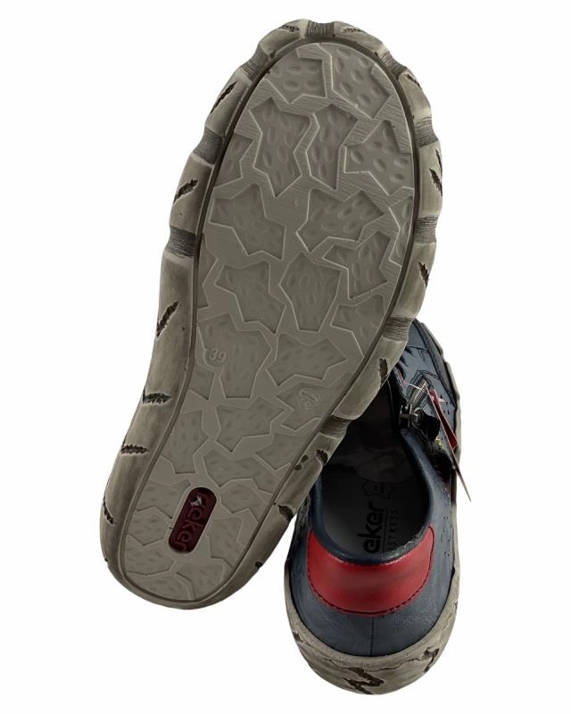 Gabor Low Top Rieker Damen Schnrschuhe  L0357-12  Blau Kunstleder Reiverschluss  Gummizug