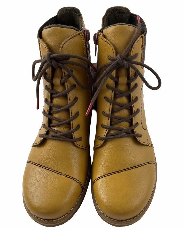 Rieker Damen Schnrstiefel 73522-68 Kunstleder Gelb Seller Stiefel