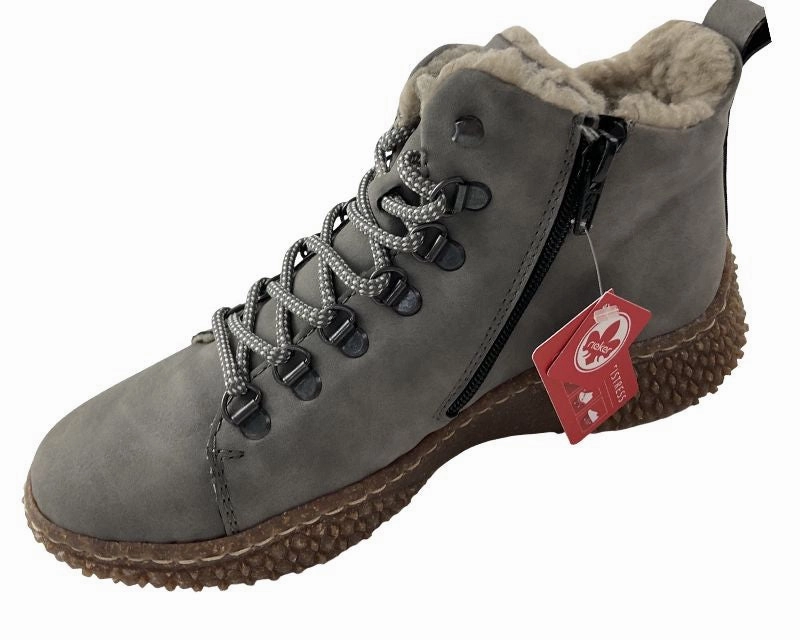 Stiefel H Weite Rieker Damen Schnrstiefel  Y8414-42 Grau Warmfutter