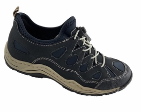 Sneaker Unter Kleider Rieker Damen Slipper L00551-14 Blau Kunstleder Wechselbare Einlegesohle