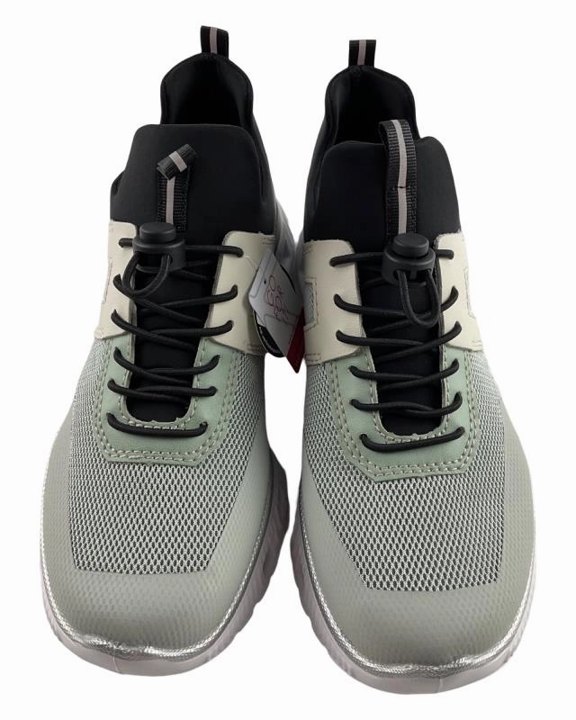 Silberne Schuhe Sneaker Rieker Damen Slipper M6061-52  Kunstleder Mintgrn VEGAN