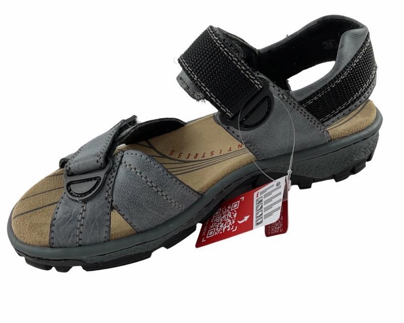 Sandalen Für Gesunde Füße Rieker Damen Trekkingsandalen 68851-14 blaugrau Kunstleder