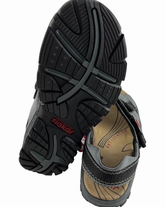 Rieker Damen Trekkingsandalen 68851-14 blaugrau Kunstleder Sandalen Breiter Fuss