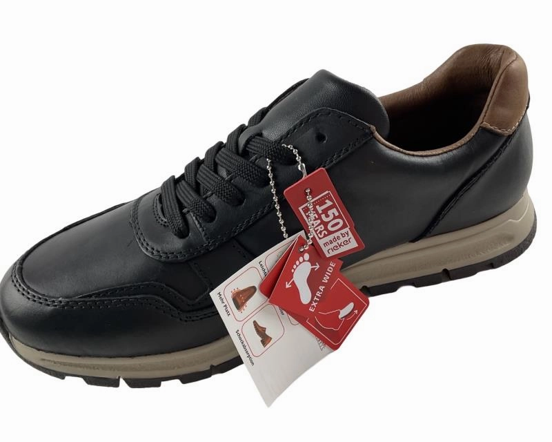 Sneaker Weiß Beige Rieker Herren Sneaker Low  Extraweite B0504-00  Schwarz