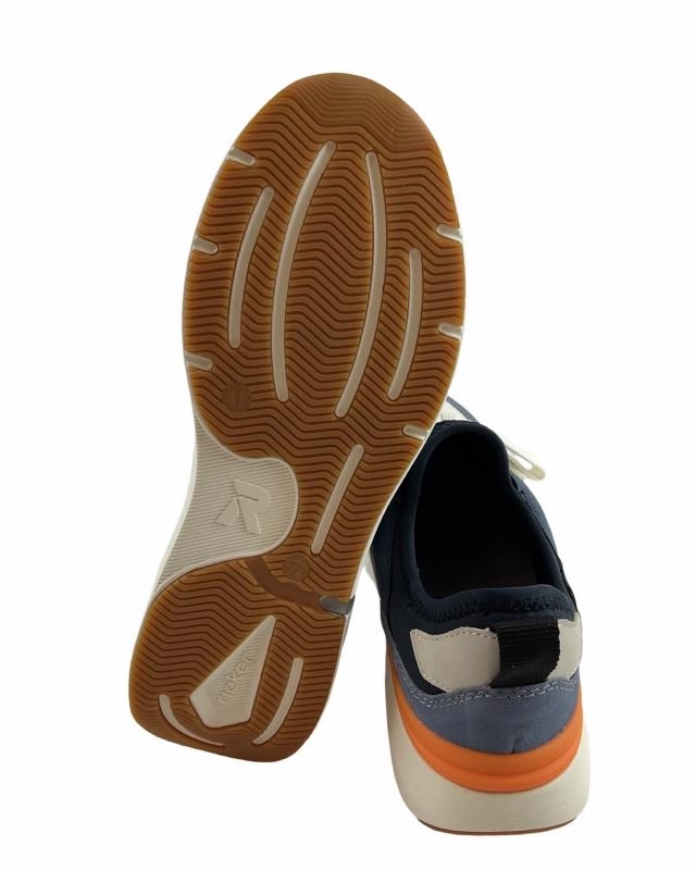 Silberne Sneaker Leder Rieker Sport  Herren Sneaker  U1403-14 Wei/Blau