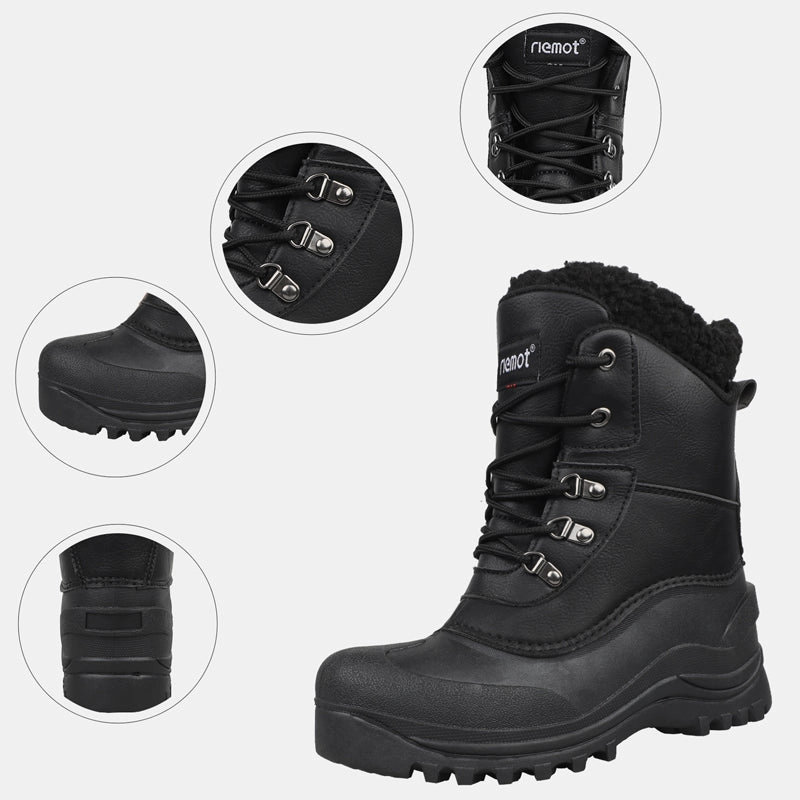 Geox Winterstiefel riemot Herren Schneestiefel Schwarz Wasserdicht & Rutschfest Winterstiefel