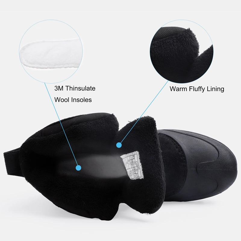 riemot Herren Winterstiefel Wasserdichte Sohle Schwarz Schneestiefel Winterstiefel Plateau