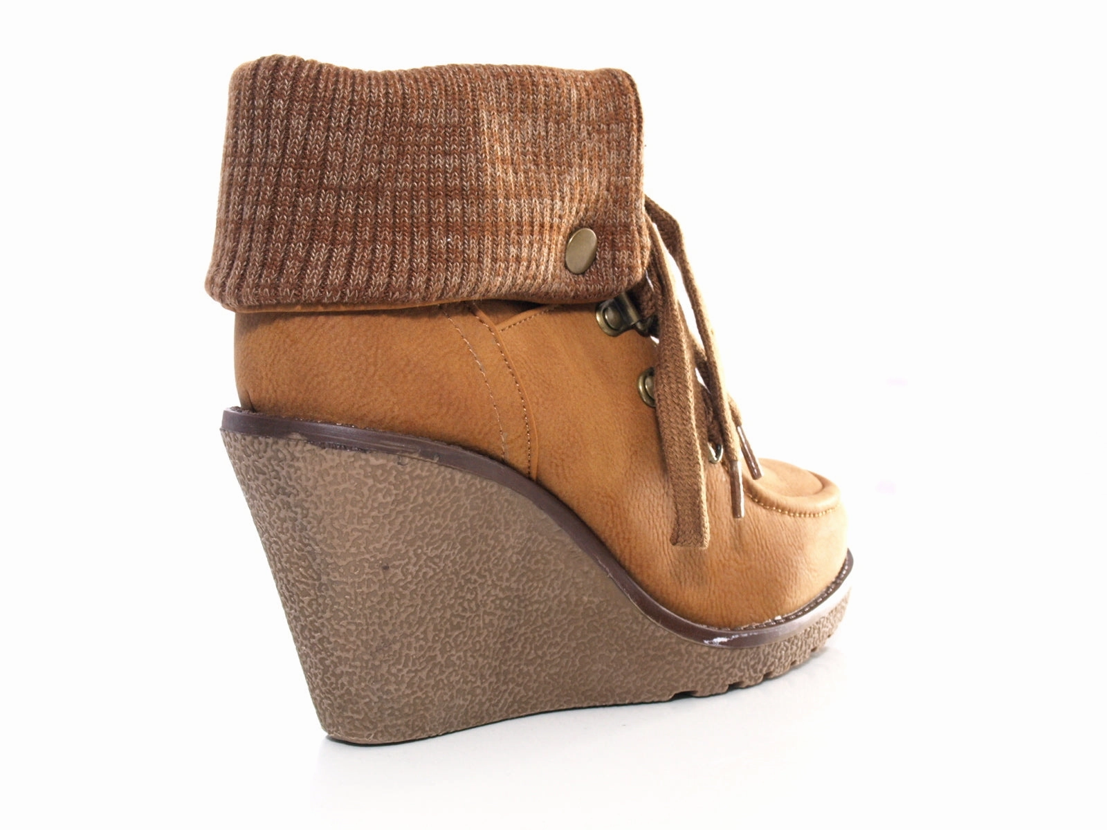 Sharks Moon Sicherheitsschuhe Damen Keilabsatz Stiefelette warm gefttert Camel # 007