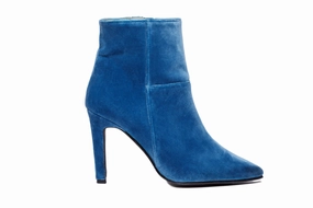 Short High Heels ROSE HIGH HEELS BOOTS VELVET BLUE