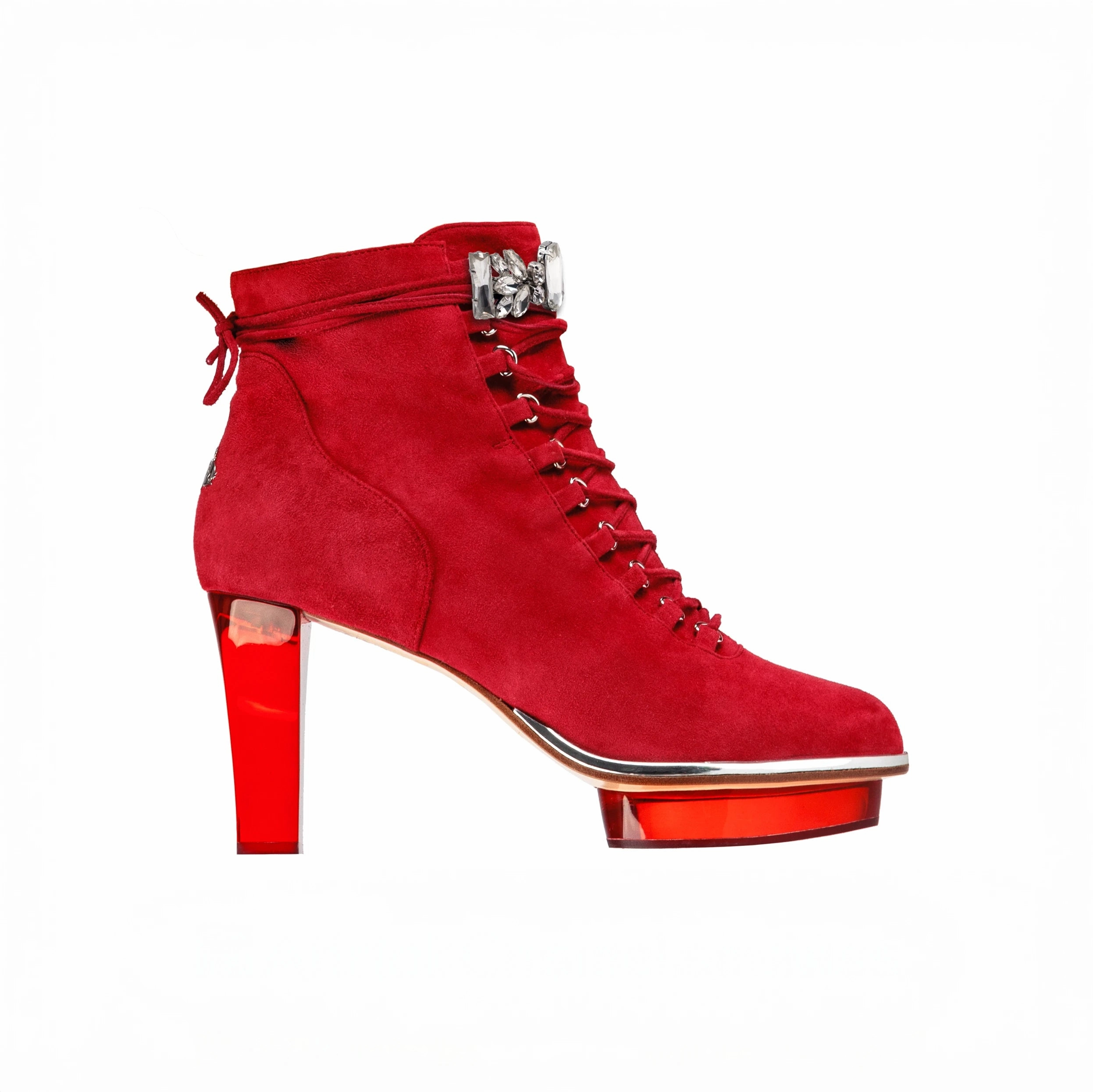 Sole Ankle Boots RUBIS rote Stiefeletten inkl. Schuh-Schmuck, Dirndlschuhe