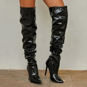 Strumpf Stiefel Mit Absatz Sabrina | Elegante Overknee Stiefel aus Leder