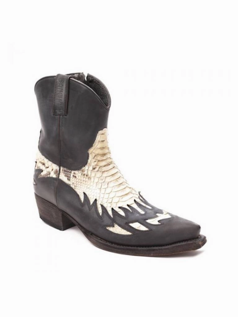 Sancho Boot 13978 Schlangenleder Stiefel Leder Schwarz 39