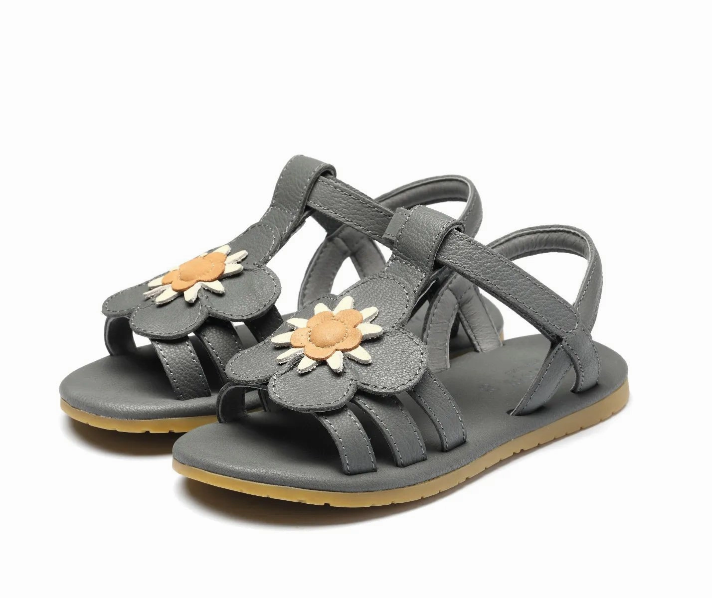 Sandale Iles Fields | Forget Me Not in Petrol Leather mit Blume Abendkleid Sandalen