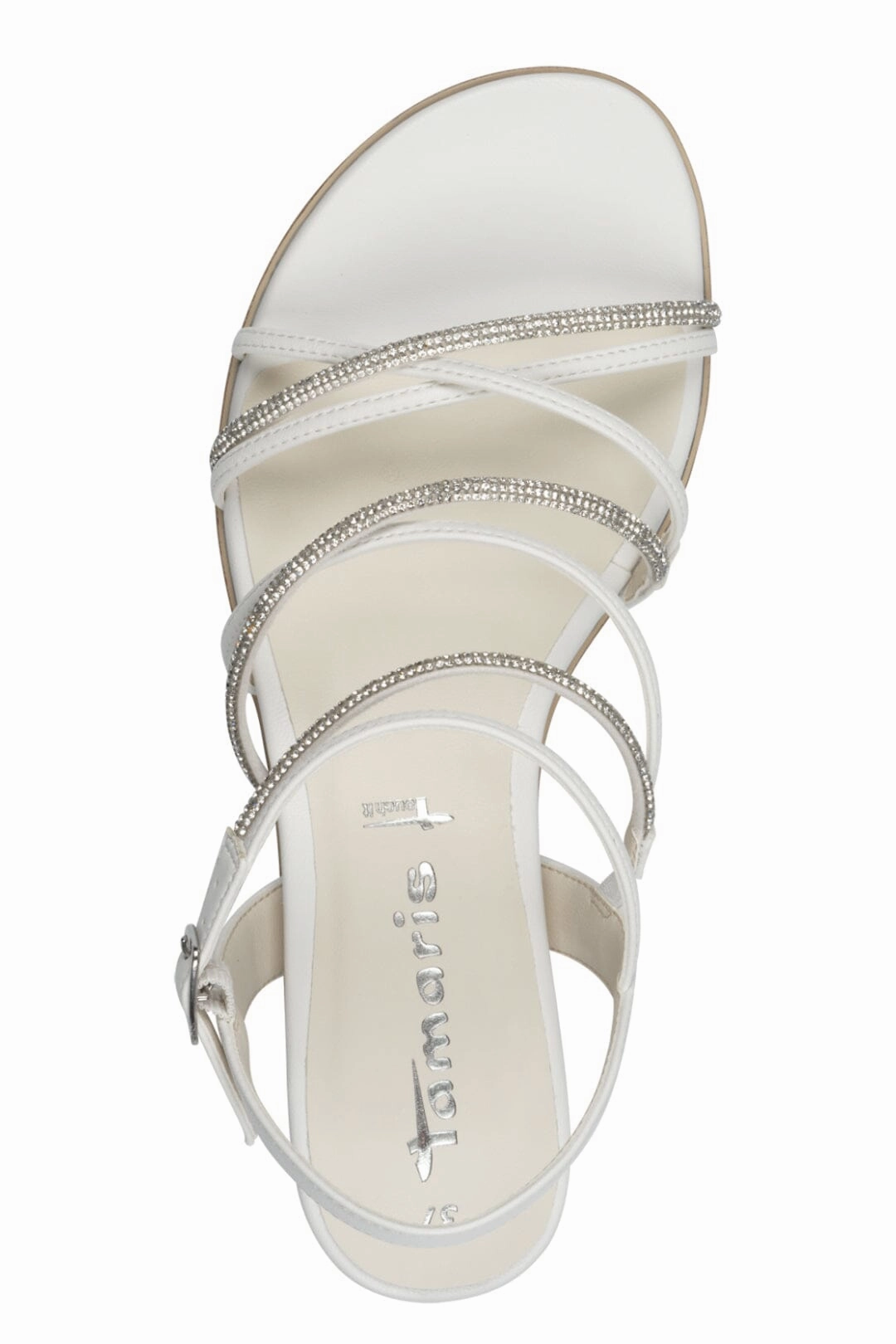 Weie Sandalen mit Verzierung  Tamaris Plateau Sandalen Italien