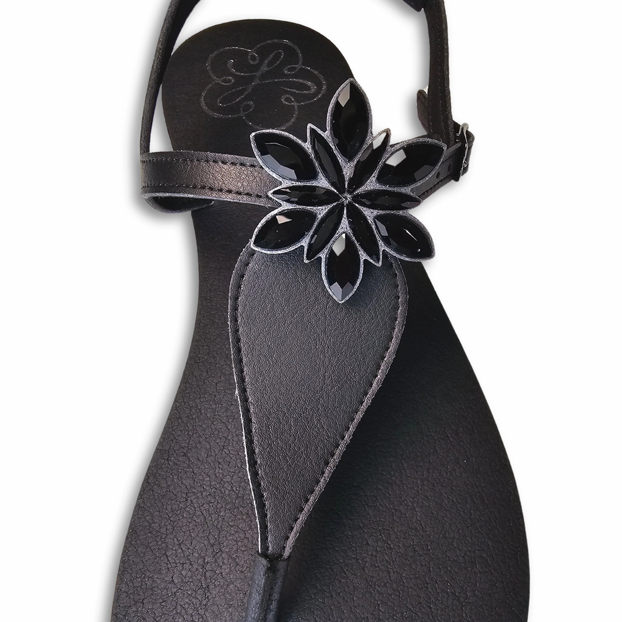 Lovely Flowers Clips All Black fr Lonnies Hermes Sandalen Dupes