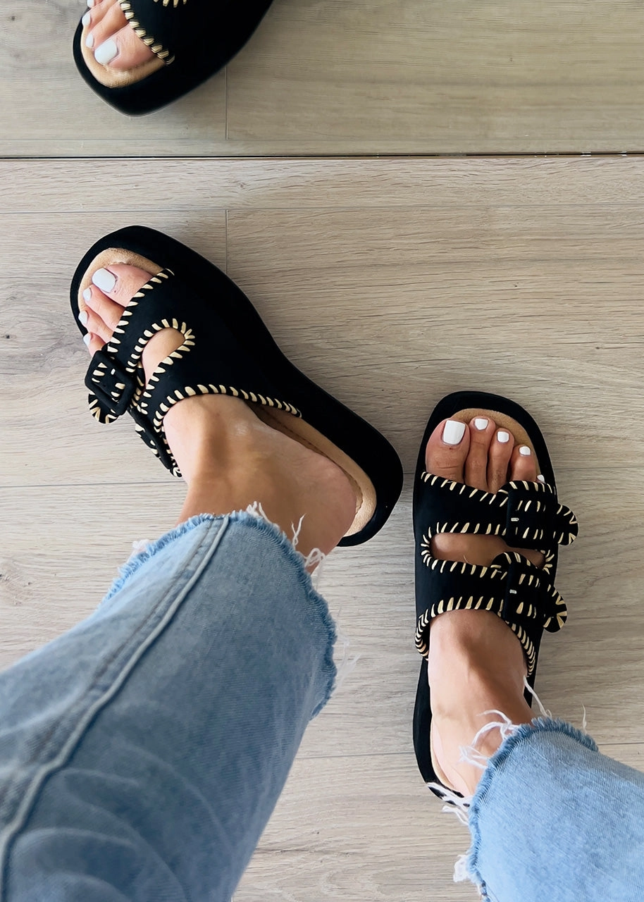 Sandalen mit Kontrastnhten Anti Rutsch Einlagen Für Sandalen