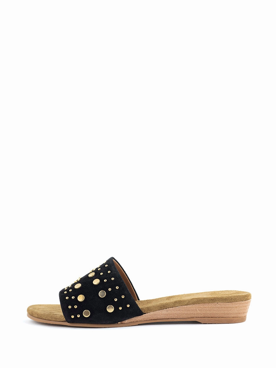 Mallorca Sandalen Leder Sanne | Slipper Zwart